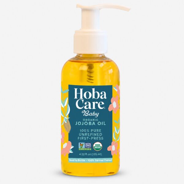 Hobacare Bottle of organic baby jojoba oil 4.22oz with pump