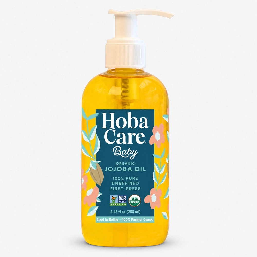 Hobacare Bottle of organic baby jojoba oil 8.45oz with pump