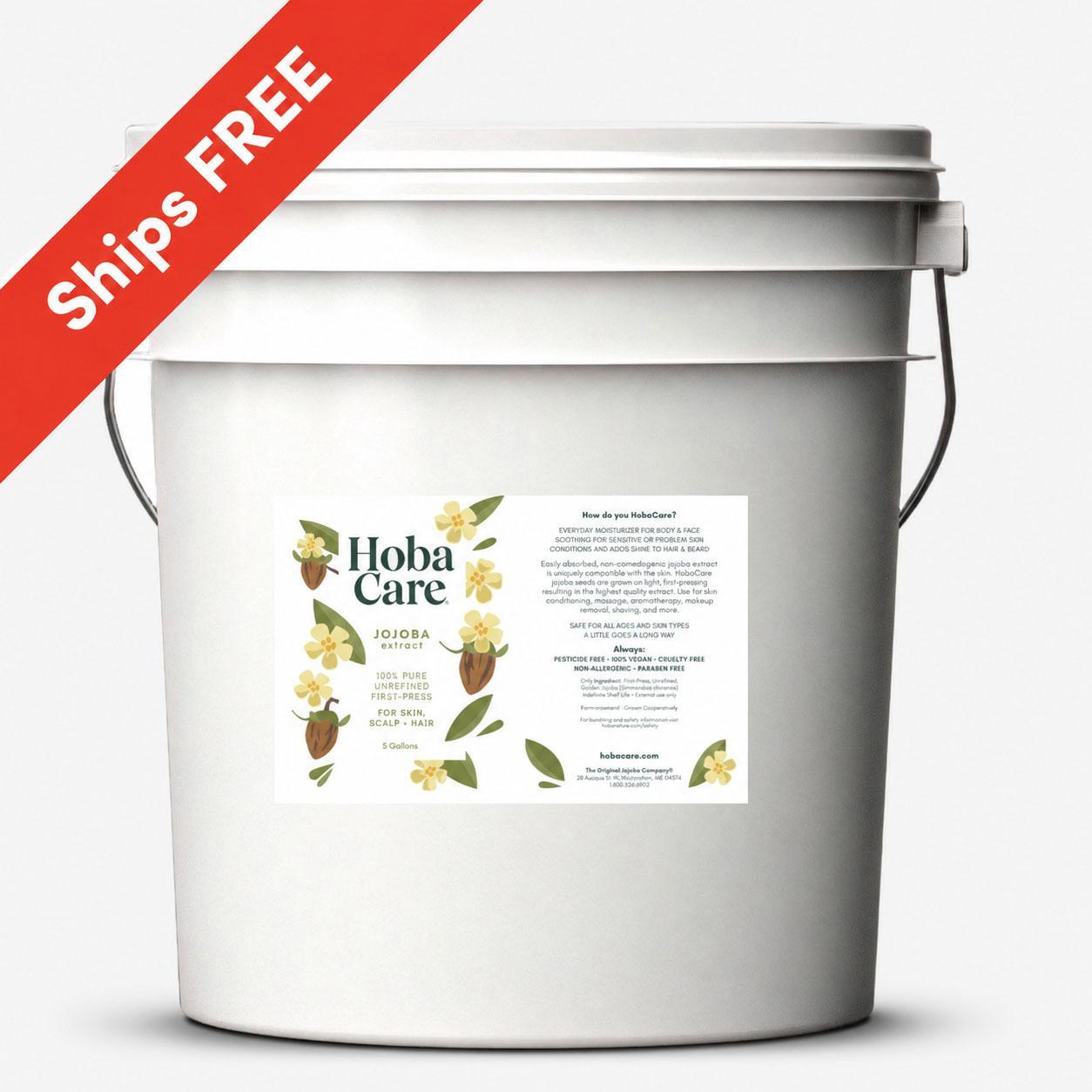 5 gallon pail of Hoba Care jojoba oil