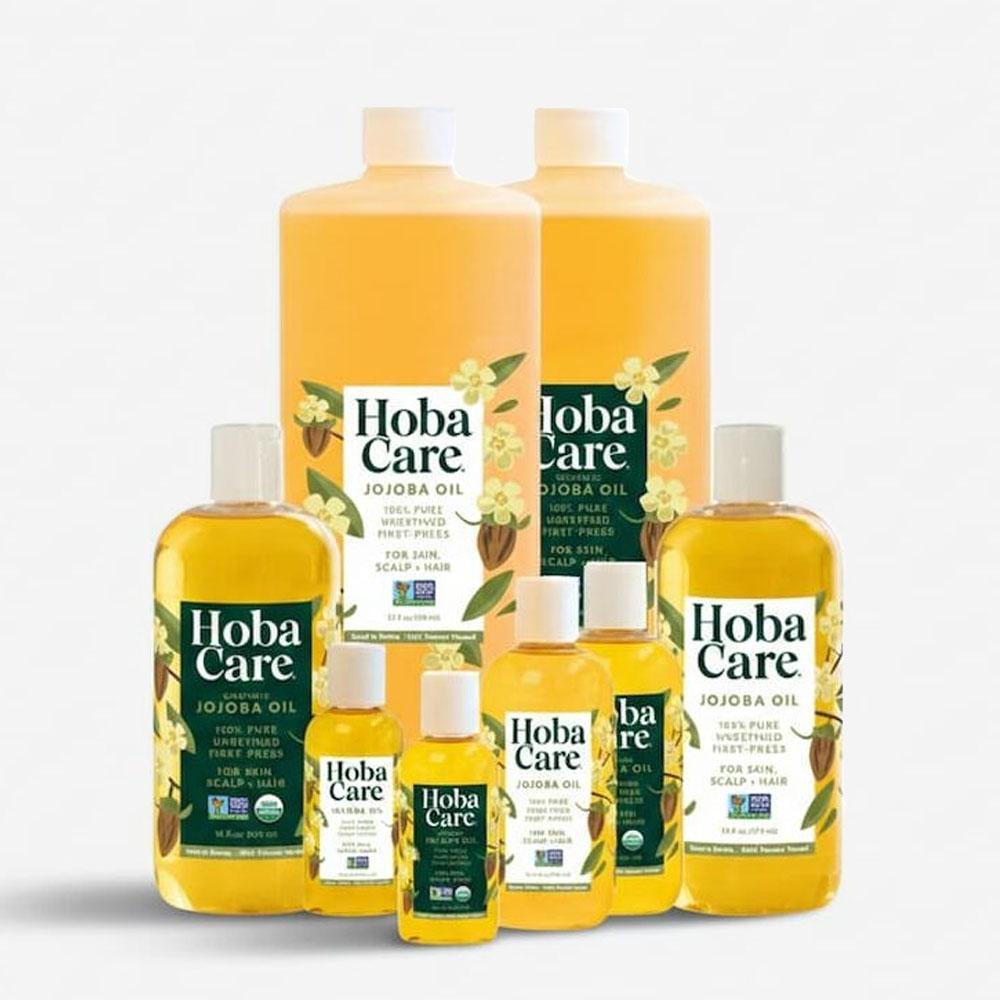 retail bottles of jojoba oil products