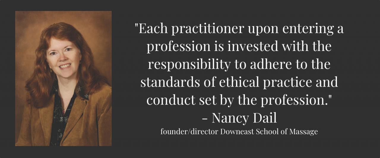 "Each practitioner upon entering a profession is invested with the responsibility to adhere to the standards of ethical practice and conduct set by the profession."