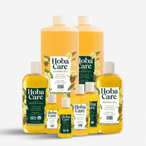 retail bottles of jojoba oil products