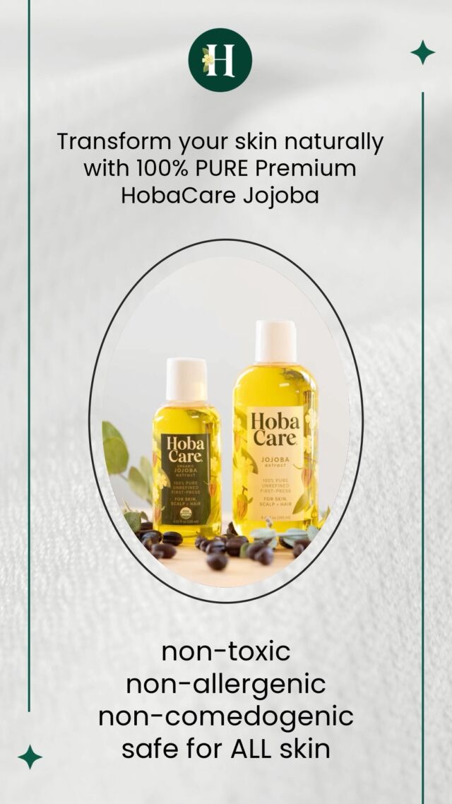 Transform your skin naturally with 100% Pure Golden HobaCare Jojoba! Condition, moisturize, and protect even the most senstive skin with our premium jojoba oil.