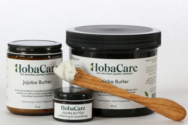 HobaCare Jojoba Butter - our NEW dynamic duo for glowing skin! A luxurious blend of jojoba & sunflower that creates an everyday ultra moisturizing butter that nourishes & protects the skin and is the perfect massage lotion. This ultra emollient combination will be perfect for clients with dry skin and for massaged during dry winter months. Shop introductory pricing: https://bit.ly/42SRBnz
How to use HobaCare Jojoba Butter:
FOR SKIN: use a small amount on skin after showering, as a hand cream, and for night time foot care.
FOR MASSAGE: use a scoop to remove a small amount to a separate bowl.
FOR HAIR: warm a very small amount by rubbing between palms, gently smooth over dry hair starting at ends.
FOR ESSENTIAL OILS: melt desired amount in double boiler, add essential oils to recommended %, stir while cooling to maintain emulsification.

Ingredients: First-Press, Unrefined Golden HobaCare Jojoba Oil (Simmondsia chinensis), Hydrogenated Sunflower Oil (Helianthus Annuus) External use only

HobaCare Jojoba butter is scent free, which makes it the ideal carrier for adding your own scents or essential oils. Add peppermint for a refreshing foot cream: add arnica to create a pain relieving muscle cream, add menthol, spearmint, eucalyptus or essential oils to make a cooling muscle rub or a soothing chest cream to help ease congestion, add lavender, chamomile, and vetiver to create a relaxing nighttime hand cream to help soothe you to sleep.